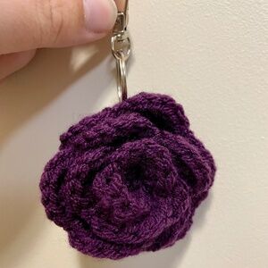 Crochet Purple Rose Bag Charm/Keychain